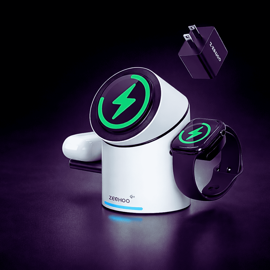 ZEEHOO 3-in-1 Wireless Charging Station for Apple Devices