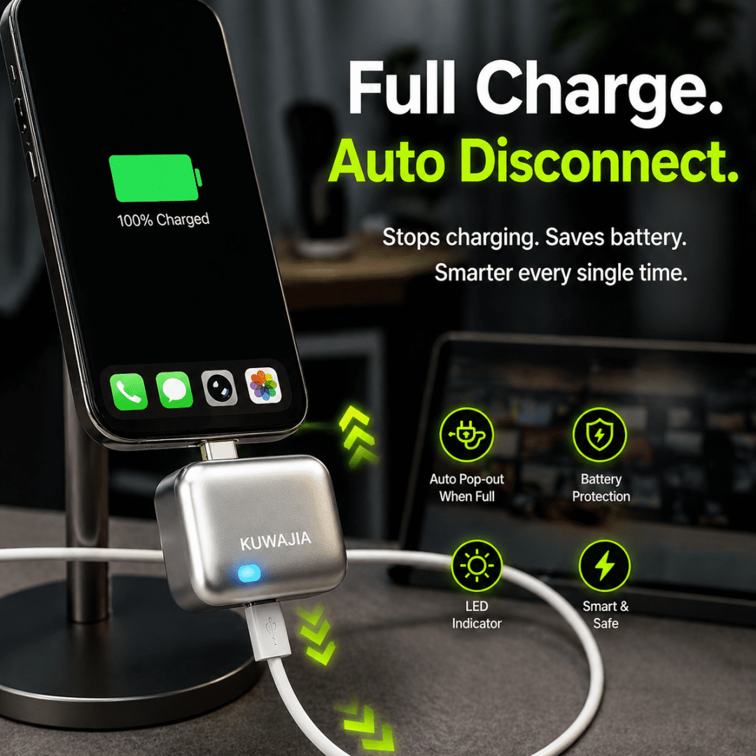 Kuwajia Auto Retract Charger – Fast Charging Cable with Auto Eject