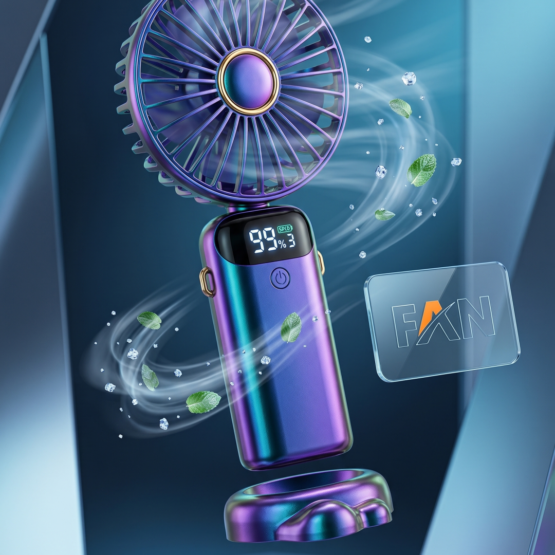 N15 Foldable Mini Fan – Portable 5 Speed USB Fan with LED Display